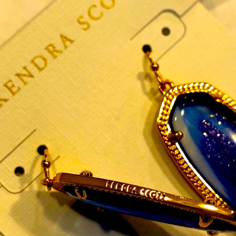 NWT RARE & RETIRED Kendra Scott Navy Dusted Harlow & Elles Rose Gold STUNNING! - Picture 9 of 13